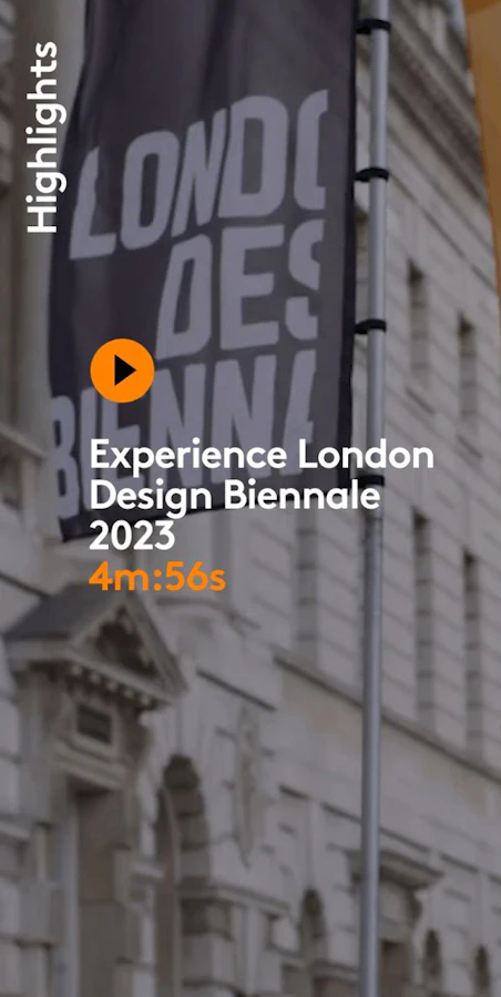 A promotional poster for the "Experience London Design Biennale 2023" event
