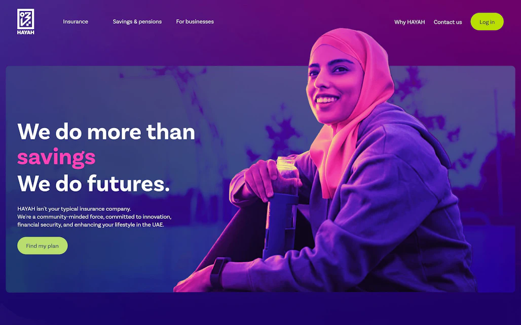 A promotional webpage for HAYAH, an insurance company