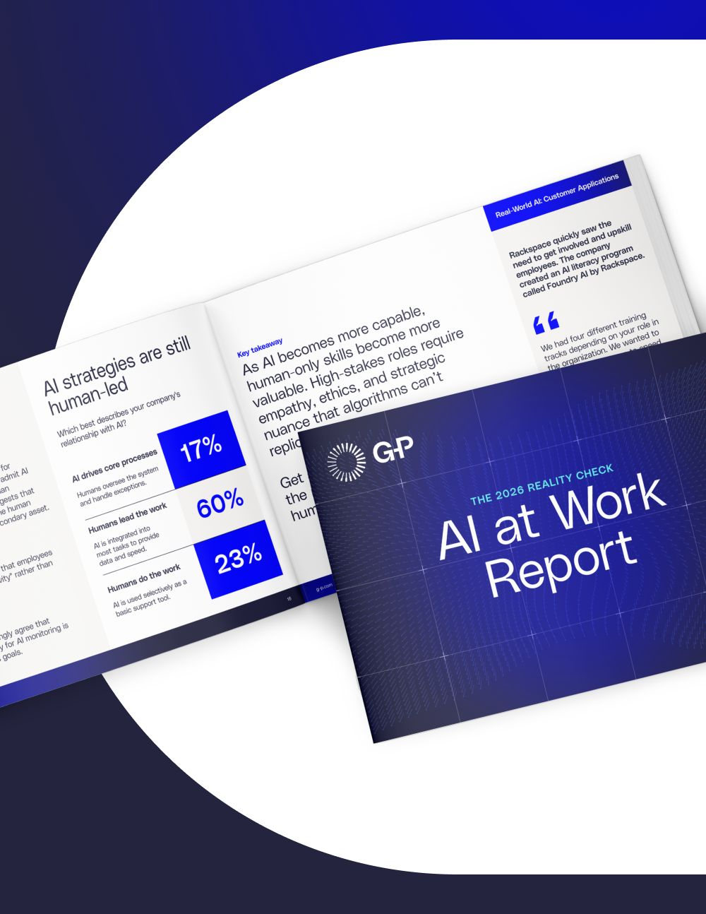 G-P's The 2026 Reality Check: AI at Work Report cover and inside pages