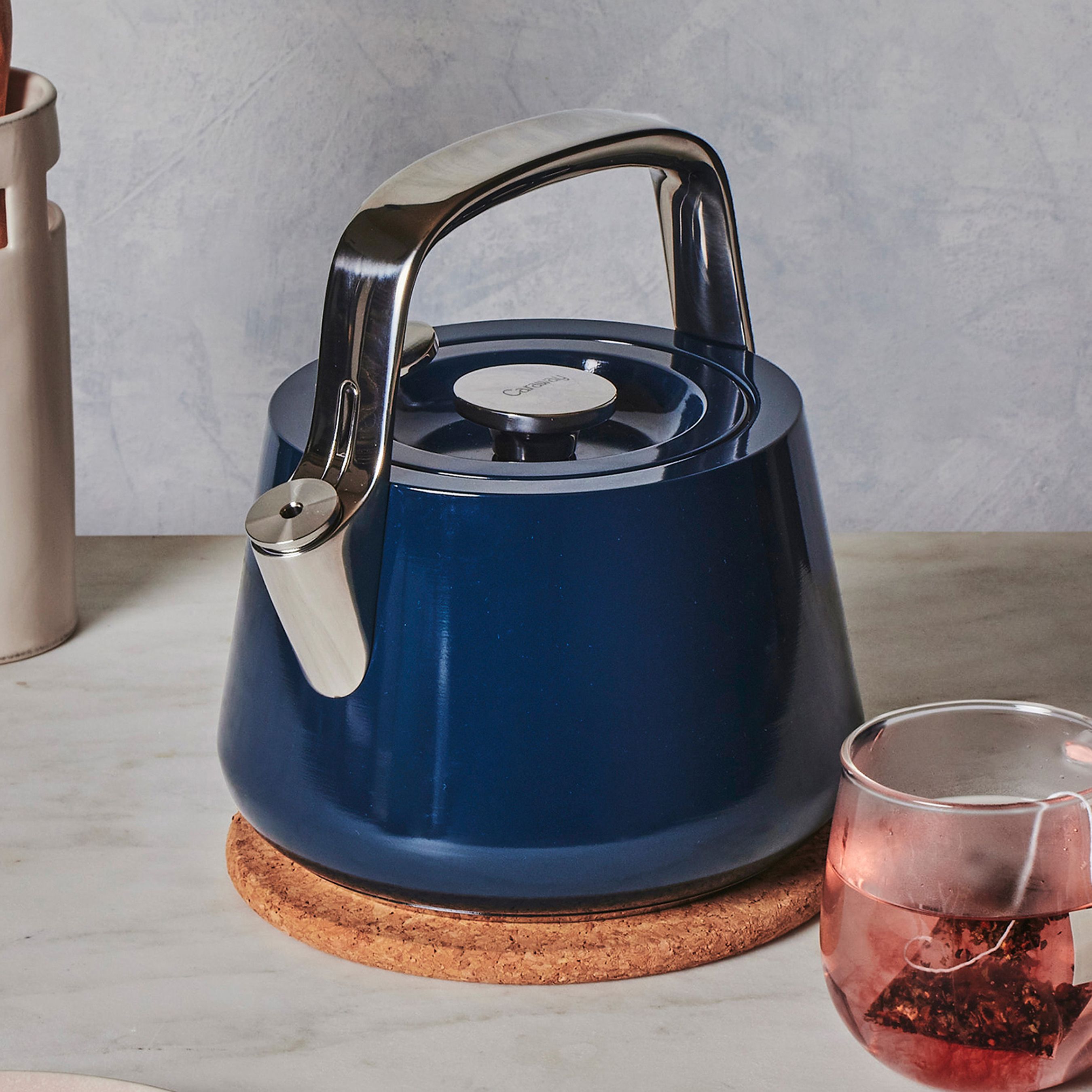 Tea Kettle In Navy | Non-Toxic Stainless Steel Body | Caraway