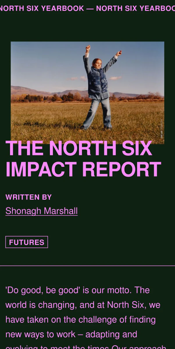 A promotional poster for "The North Six Impact Report"