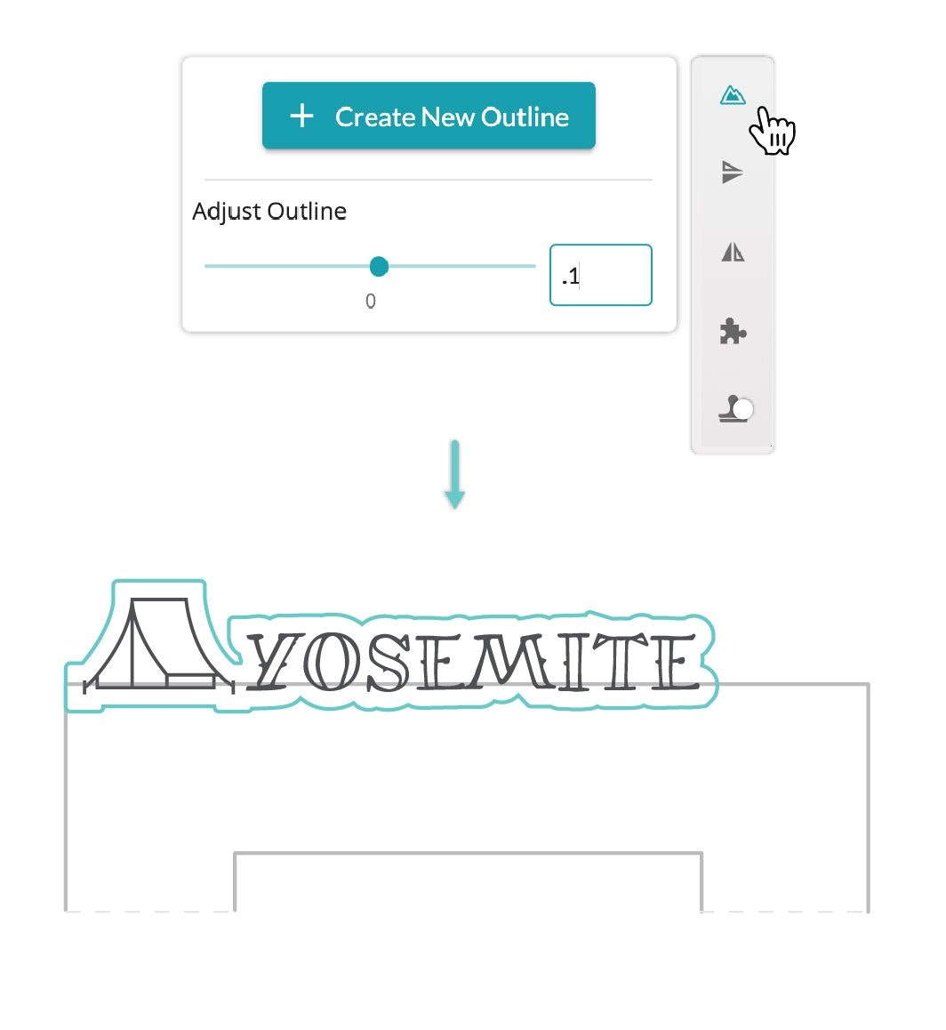 A screenshot of adding an outline around two selected objects in the Glowforge App