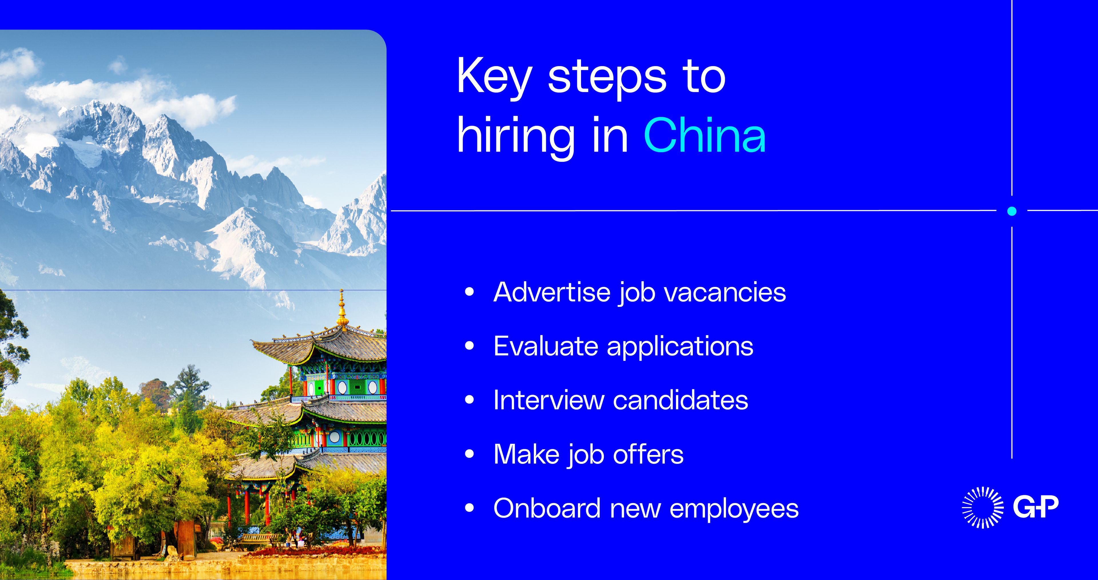 Key steps to hiring in China including applications, interviews, making job offers, and onboarding new employees.
