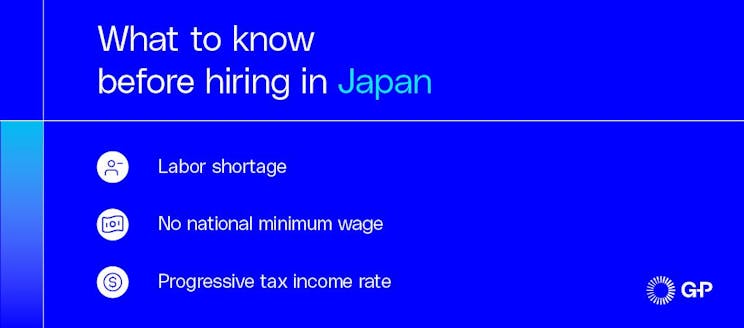What to know before hiring in Japan from labor shortage and wages to income tax rates.