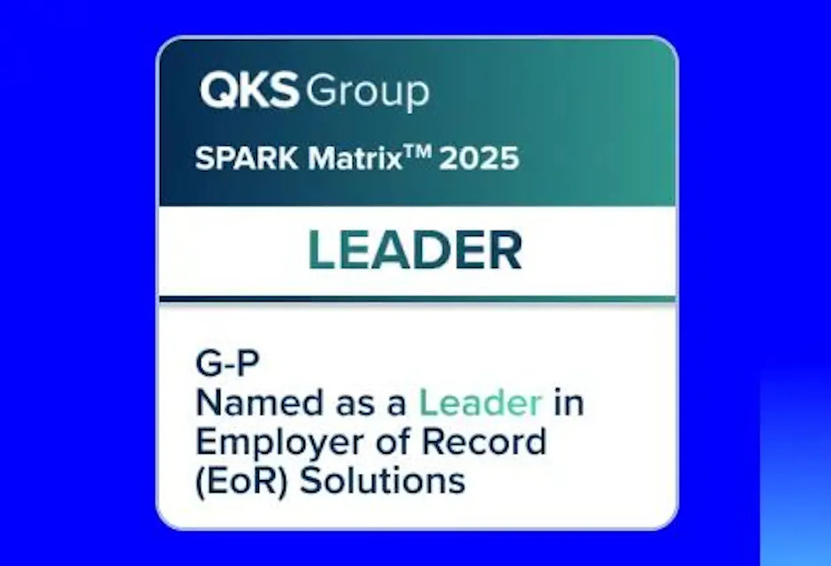 Award graphic showing G-P named as a Leader in Employer of Record (EoR) Solutions by QKS Group SPARK Matrix 2025