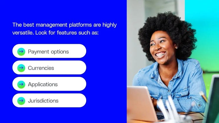 Woman smiling and working