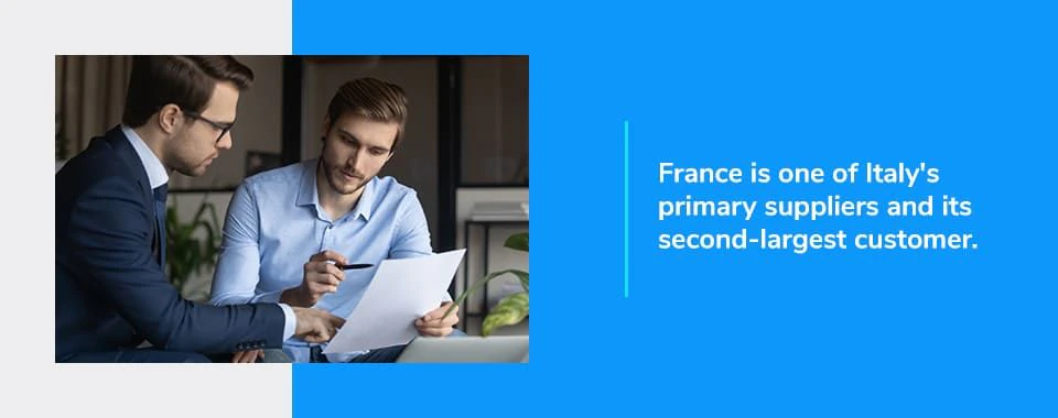 France is one of Italy's primary suppliers.