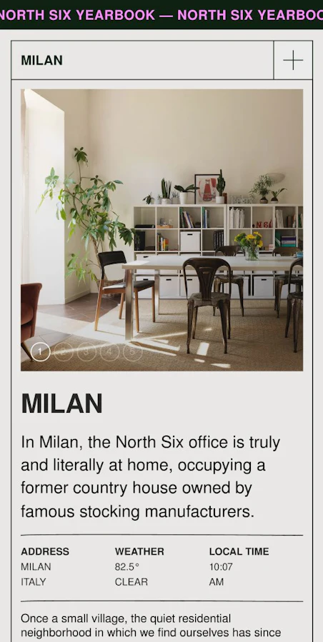 A webpage featuring an article about Milan