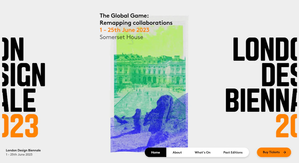 A promotional poster for the London Design Biennale 2023