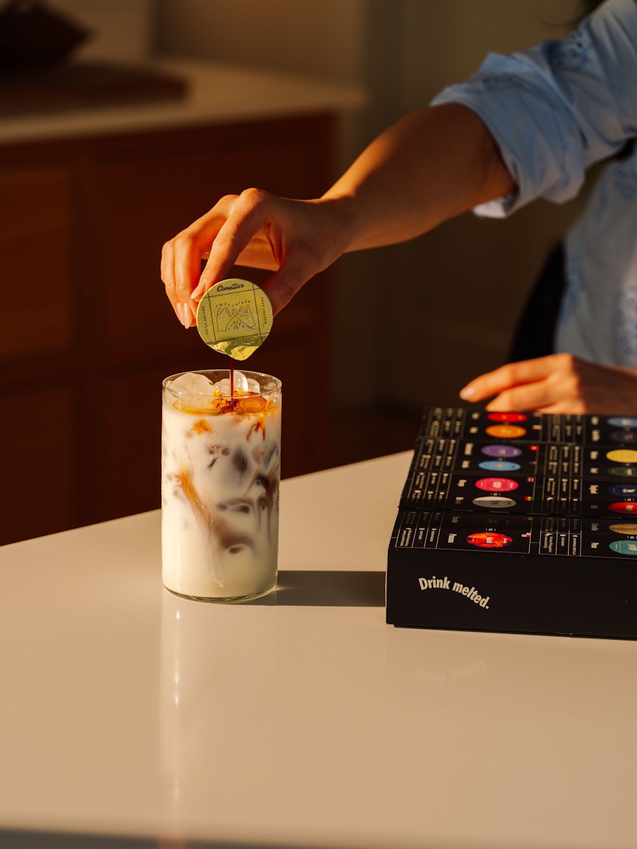 An iced latte ready in seconds — great coffee, no machine