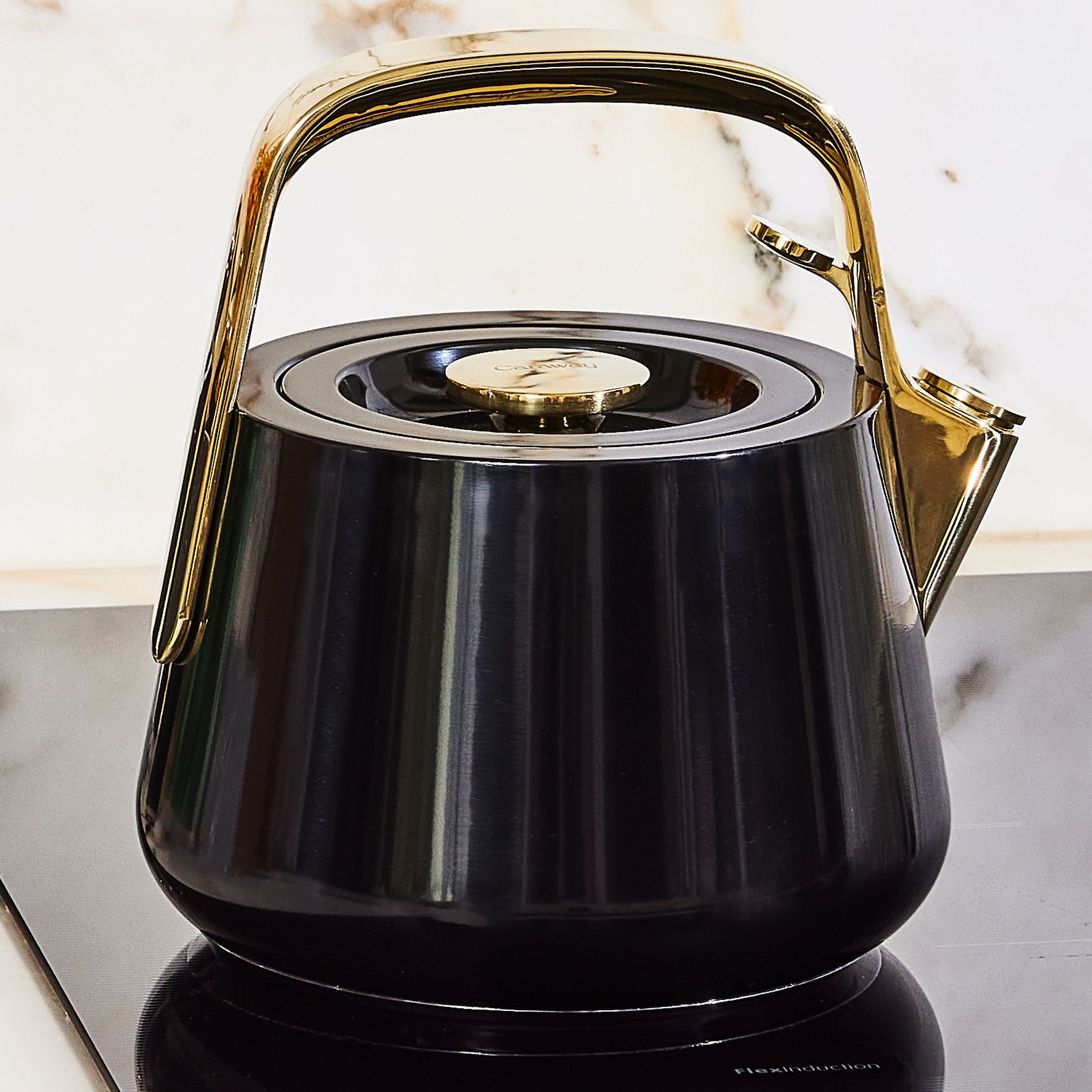 Tea Kettle In Black | Non-Toxic Stainless Steel Body | Caraway