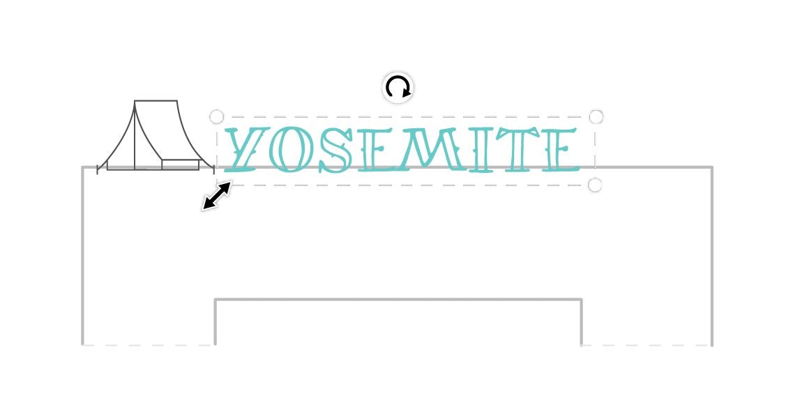 A screenshot of arranging text along a line in the Glowforge App