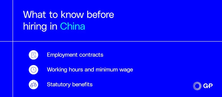 What to know before hiring in China including employment contracts, working hours, and statutory benefits