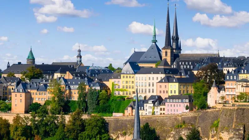 Skyline of the capital city of the Grand Duchy of Luxembourg during the day.