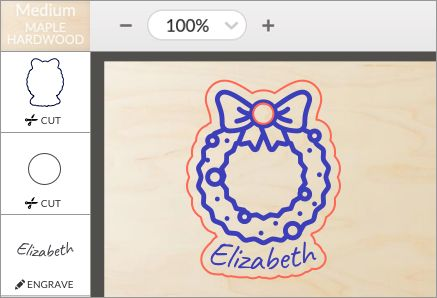 Screenshot of print settings area in the left-hand side of the Glowforge App workspace