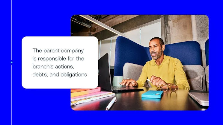 parent company responsible for the branch's actions, debts, and obligations