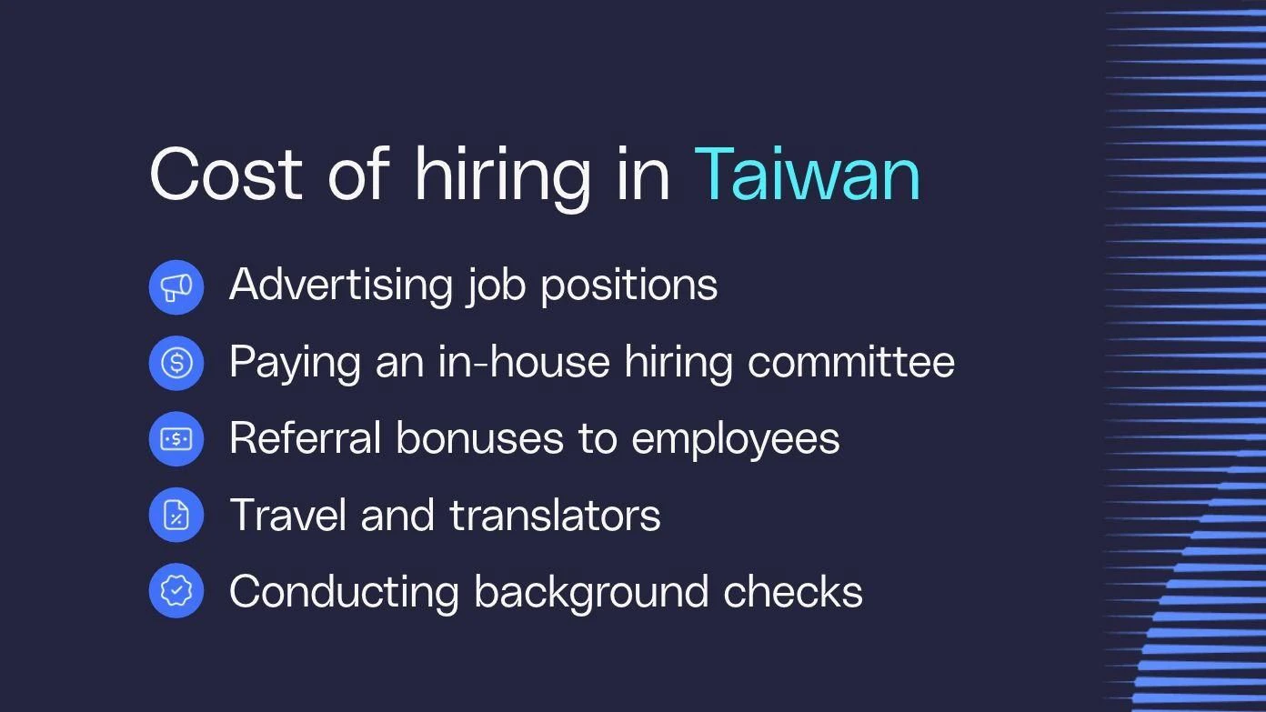 Calculator and documents representing the cost of hiring in Taiwan​​ 