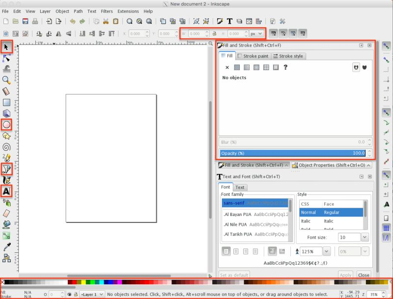 screenshot of the Inkscape application's user interface