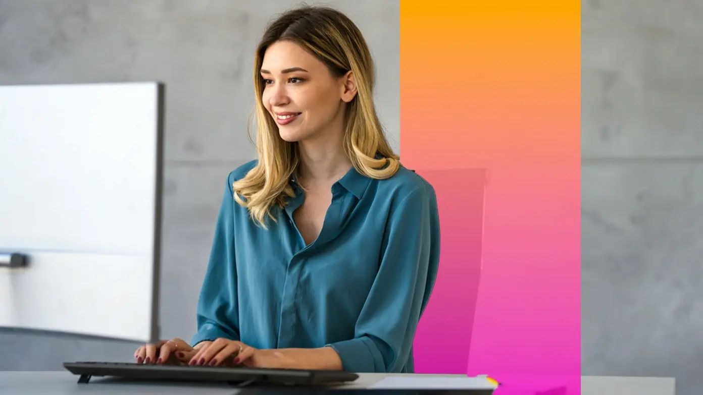 woman typing on keyboard
