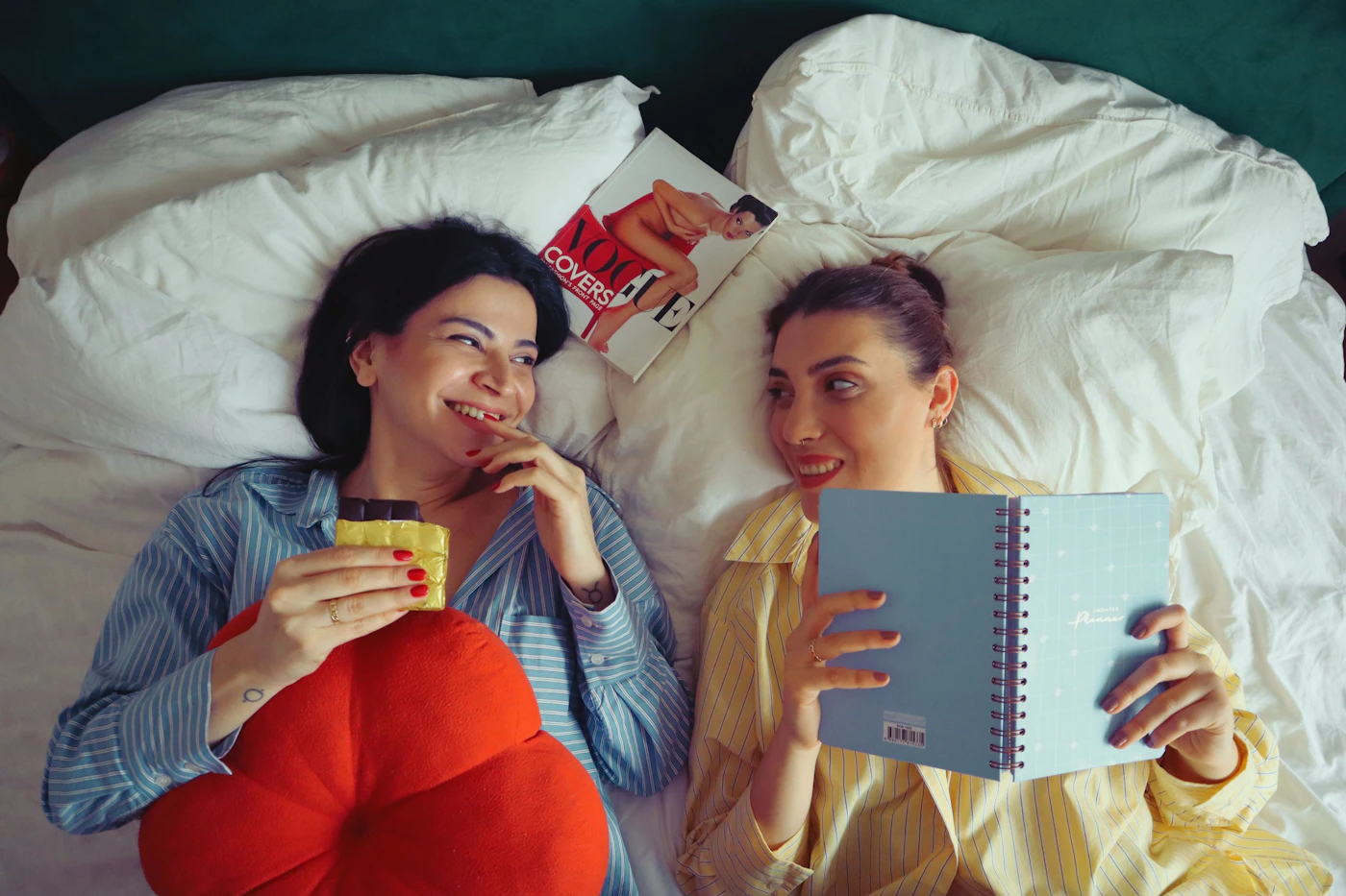 Best friends sharing a cozy morning together