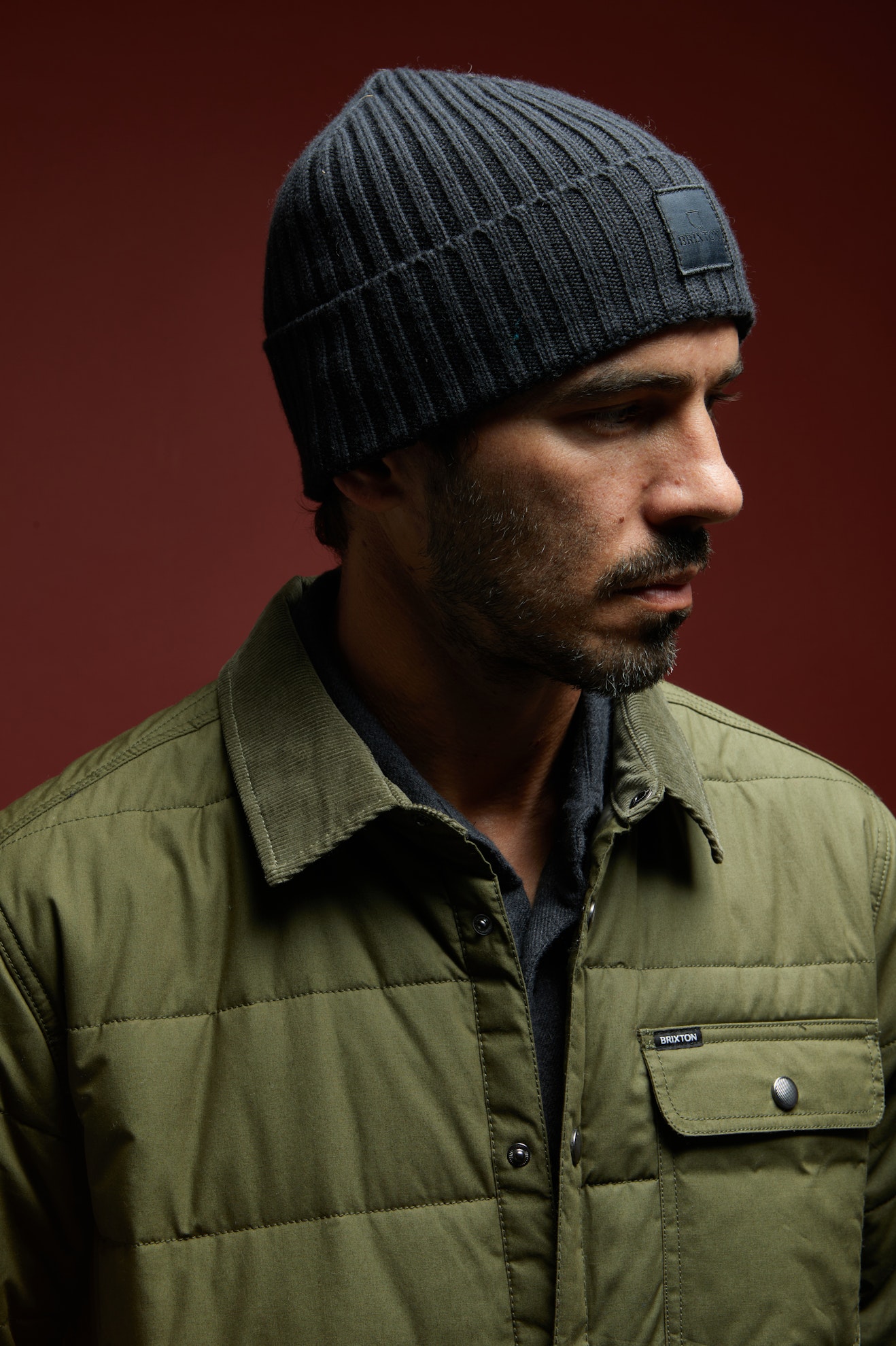 Alpha Square Merino Wool Beanie - Black