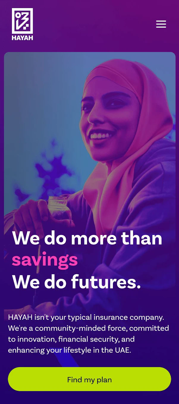 An advertisement for HAYAH, an insurance company