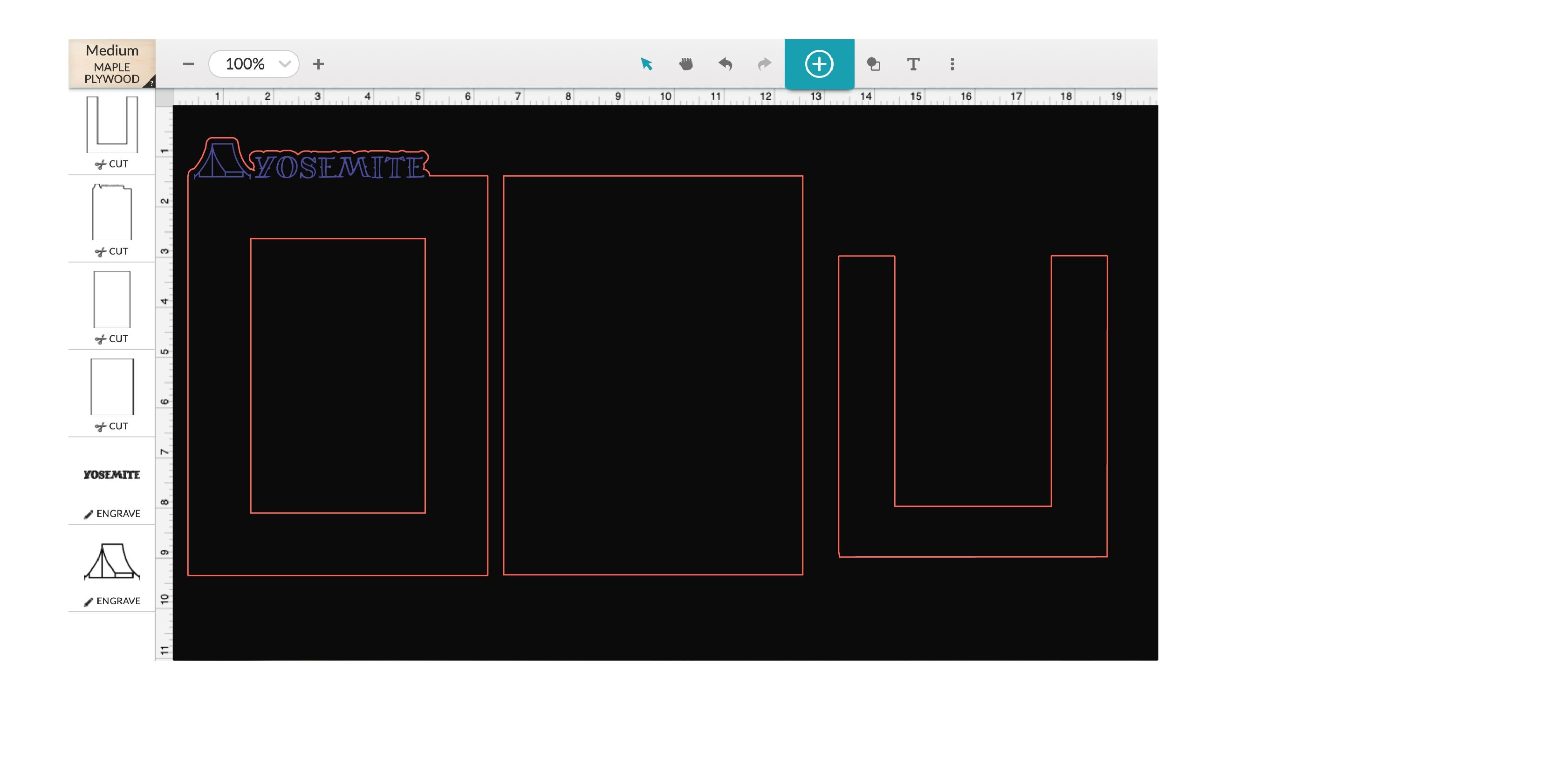 A screenshot of artwork and print settings in the Glowforge App