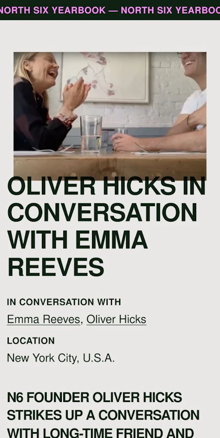 A promotional poster for a conversation between Oliver Hicks and Emma Reeves