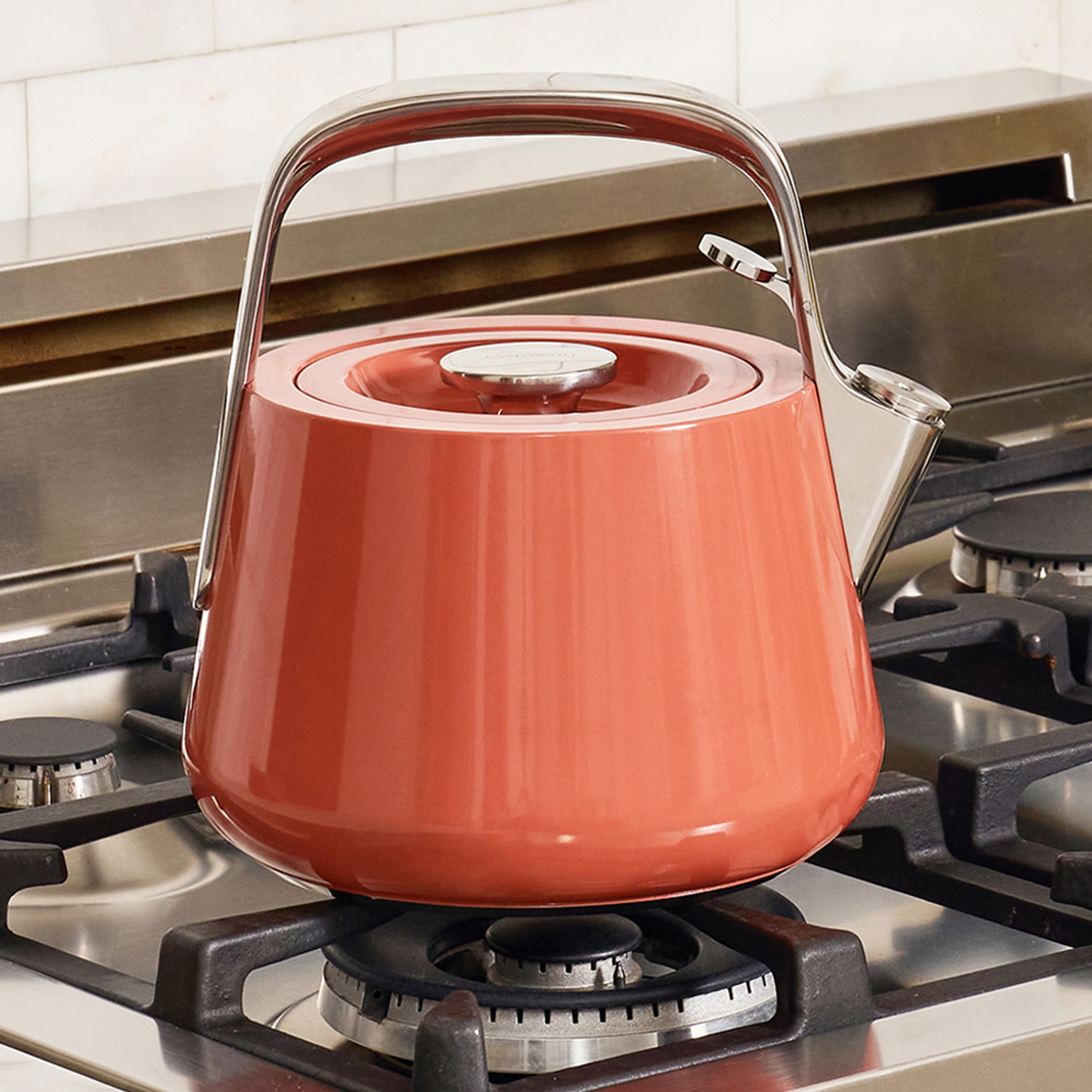 Tea Kettle In Perracotta | Non-Toxic Stainless Steel Body | Caraway