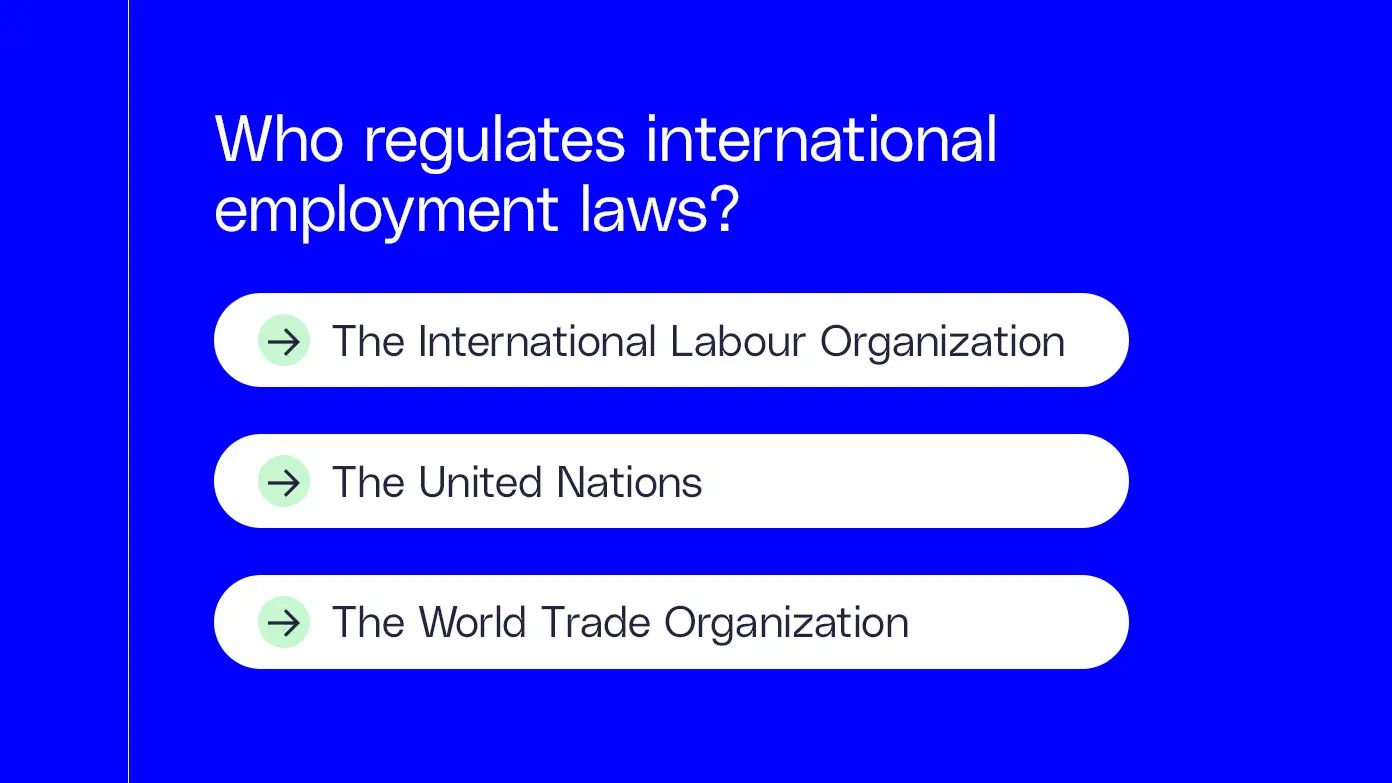 who regulates international employment laws