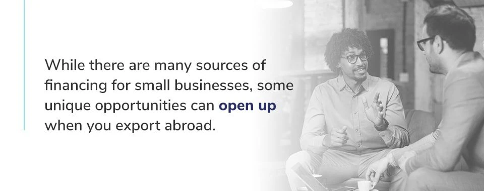 Two men discussing small business financing.