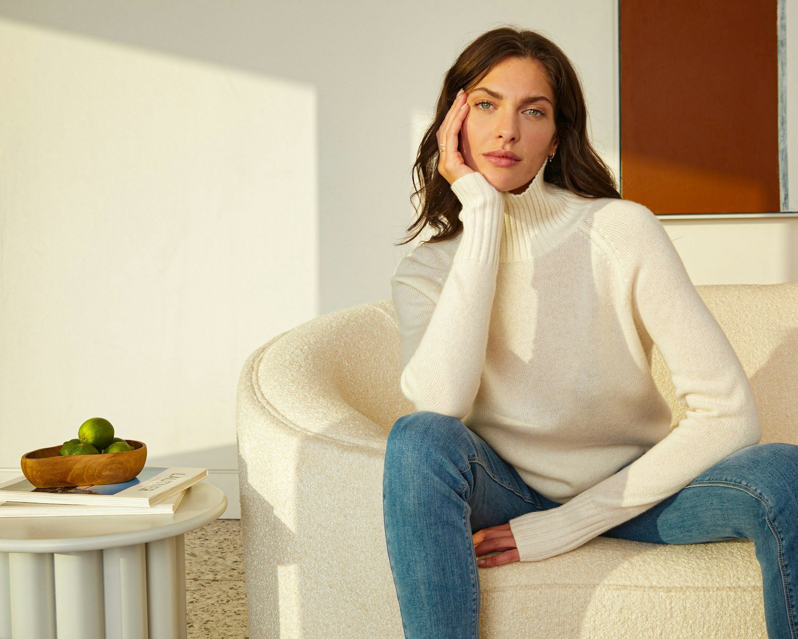 Woman in cashmere sweater