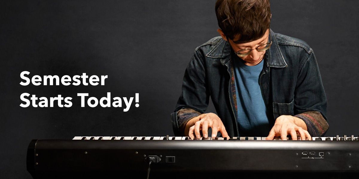 Person playing an electric piano.