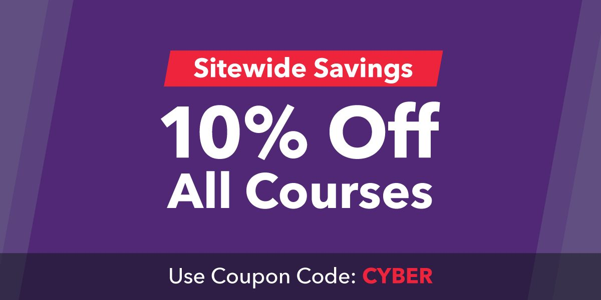 Graphic displaying details for a sitewide sale on Berklee Online courses