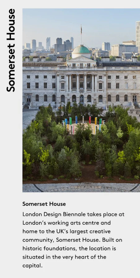 A photograph of Somerset House, a large white building with many windows and a green dome on top