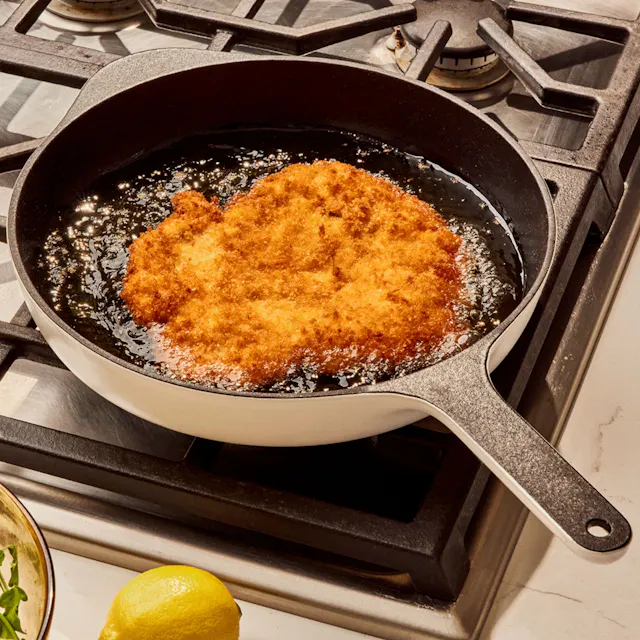 Caraway Home 10.5" Enameled Cast Iron Skillet In Cream | Non-Toxic, Oven-Safe, Long Lasting Cast Iron Pans | For Versati