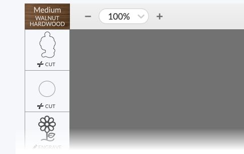 Screenshot of print settings on the left hand side of the workspace in the Glowforge App