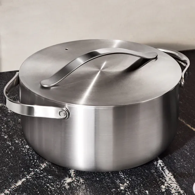 Caraway Home Stainless Steel 6.5 QT Dutch Oven | Non-Stick, Non-Toxic, Heavy Duty, Professional-Grade Stainless Steel Pa