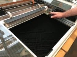 Interior of Glowforge with the lid open